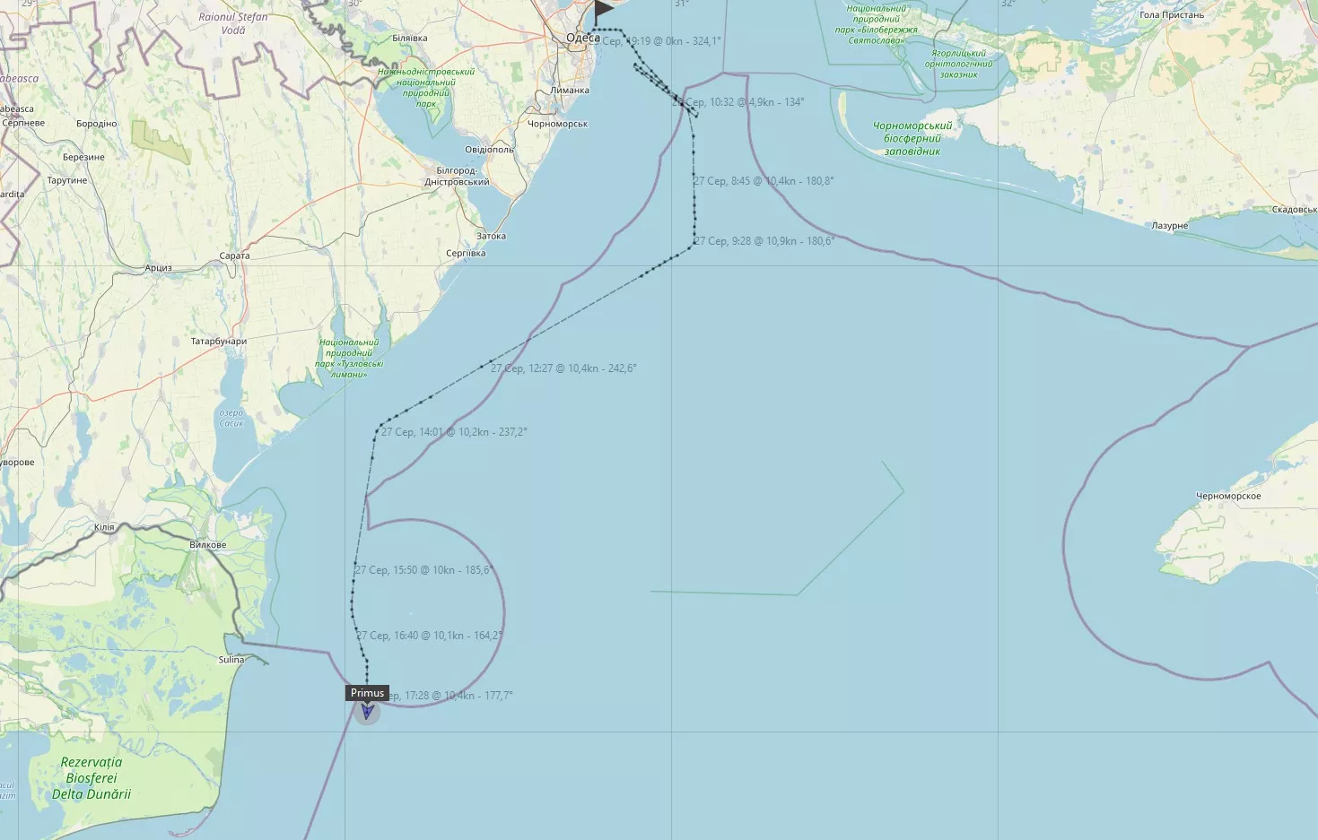 Друге судно вийшло з України Чорним морем й досягло територіальних вод Румунії