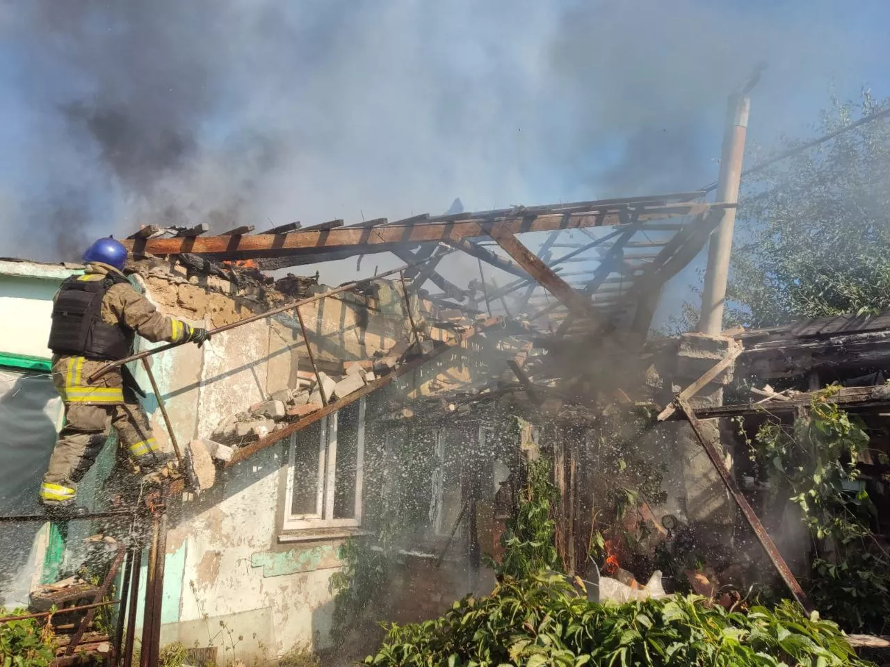 Hostile artillery damaged residential buildings in Nikopol district